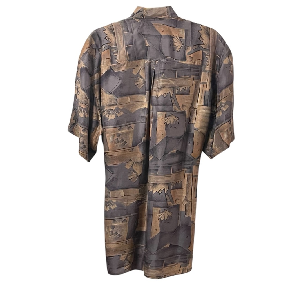 Metallic Silk Business-Casual Collared Short-Sleeve Shirt Colore Italia Perfect - Picture 2 of 10